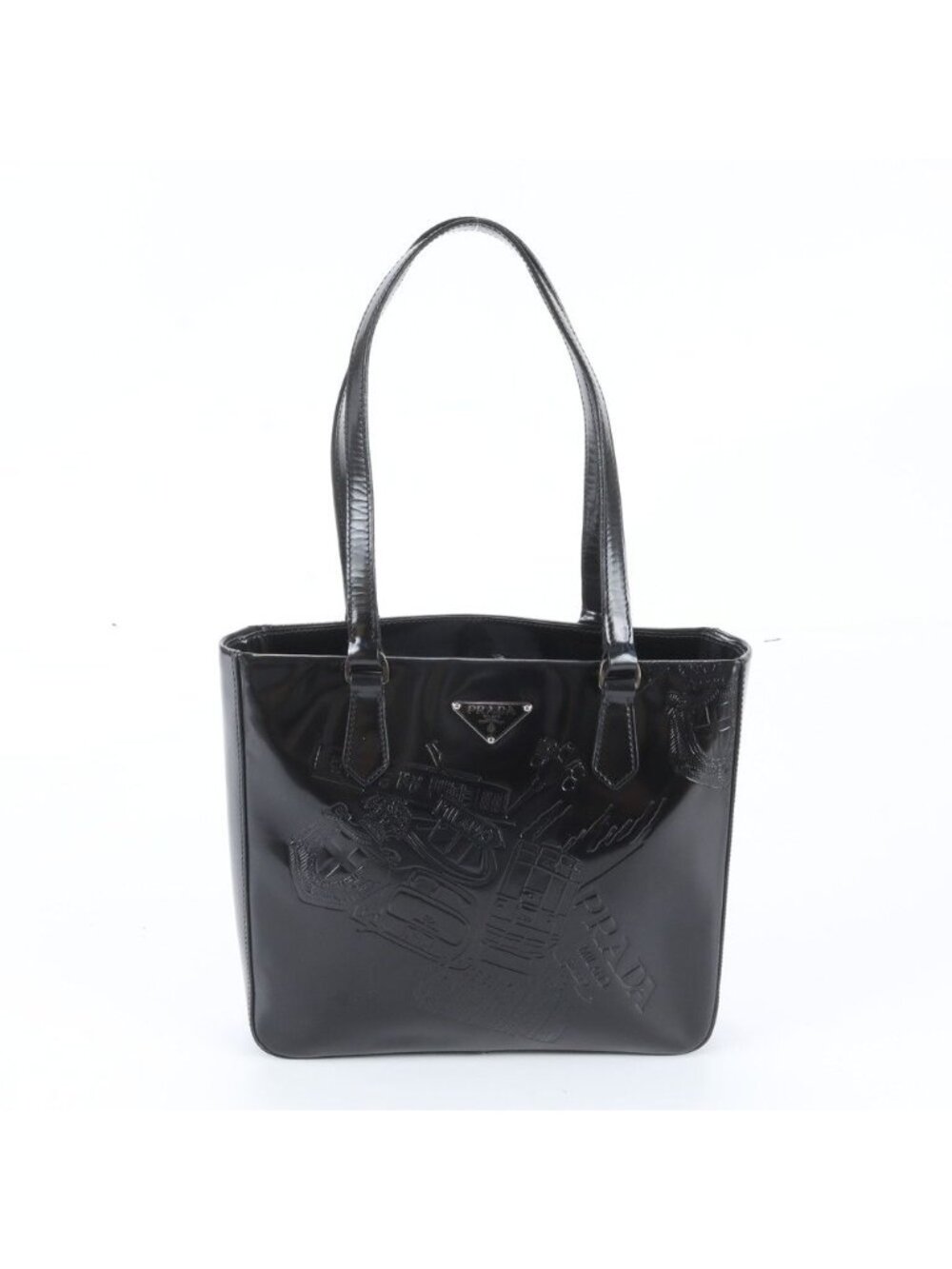 Prada White Tag Triangle Logo Leather Tote